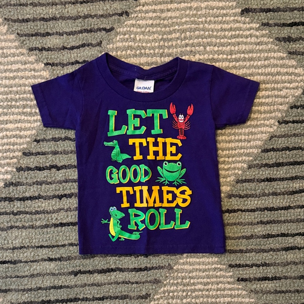 Gildan Kids "Let The Good Times Roll" Purple Mardi Gras Graphic Tee